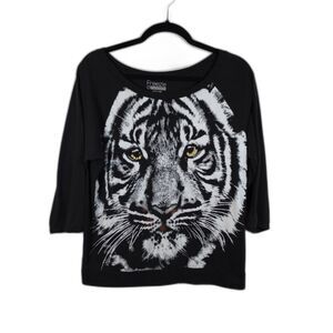 Y2K Women Top Size L Retro Animal Print Streetwear Skater
